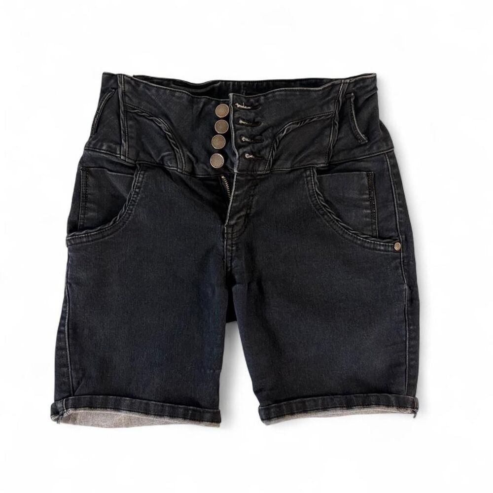 structured Vintage Y2K M. Michel black stretchy denim shorts